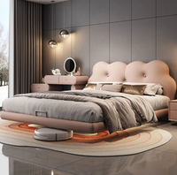 Lit de princesse haut de gamme en bois de pin massif, style moderne et minimaliste, avec rangement, en cuir véritable, pour chambre de fille ou petit appartement