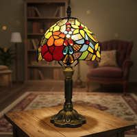Lampe de bureau LED moderne en résine colorée avec abat-jour en verre de luxe - Lumière chaude 3000K pour la lecture au chevet, protection des yeux
