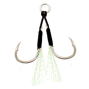 Willfishing 8#-20# Sea Double Assist Hook Wholesale Single Assist Hook With Flash Feather For Metal Jigs