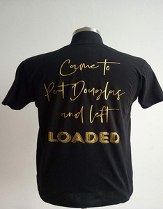 Camiseta <span class=keywords><strong>de</strong></span> Alta Calidad con Estampado <span class=keywords><strong>de</strong></span> Lámina Dorada Personalizada, Camisetas Negras <span class=keywords><strong>de</strong></span> Algodón Peinado con Estampado Brillante Dorado para Hombre - Product Image 3