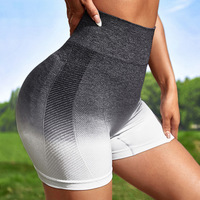 Legging de yoga taille haute sans couture en Spandex/Nylon, style court, effet push-up, dégradé de couleurs, couleur unie