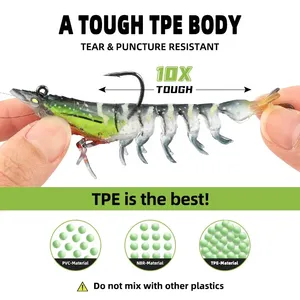 12g 9cm 5 pièces Leurres souples réalistes pré-montés pour la pêche en eau douce et en eau salée, super durables, en TPE, pour la pêche au bar - Product Image 3