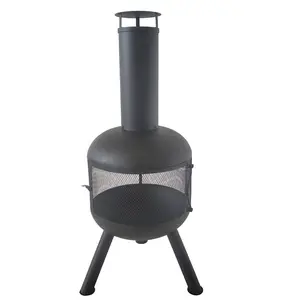 Chauffage extérieur petit brûleur à bois en acier noir chimenea