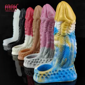 FAAK Silicone Penis Sleeve Extender Multi Color Reusable Condoms Adult Sex Toys For Men Delay Ejaculation Cock Enlargement
