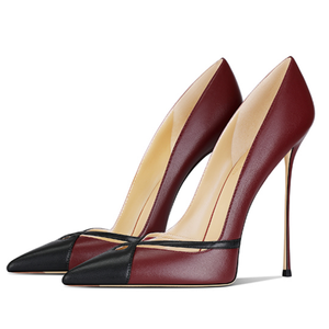 New Patchwork Slim High <b>Heels</b> Big Size 47 Women Dress Pumps Mixed Color Stiletto Basic Wide Feet Evening Shoes - Product Image 3