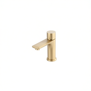 Rubinetto Moderno Monocomando per Lavabo, Finitura Oro Spazzolato, Valvola in Ceramica, Design Minimalista in Ottone, Altezza 22.8 Pollici - Product Image 1