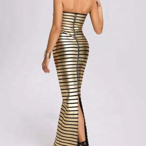 Vestido de Fiesta Elegante y Estilizado sin Mangas con Rayas y Vendaje para Mujer, Ideal para Verano, Casual, Cumpleaños o Noche - Product Image 4