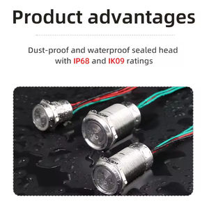 <span class=keywords><strong>Interrupteur</strong></span> piézoélectrique HBAN IP68 étanche en acier inoxydable, capteur tactile <span class=keywords><strong>avec</strong></span> plage de détection de 1 à 5 mm et éclairage annulaire LED - Product Image 4