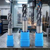 Fraise à queue en carbure HRC60 à 4 cannelures, haute précision 0,005 mm, revêtement AlTiN, pour routeur CNC, certifiée OEM RoHS, garantie 3 ans, pour métaux