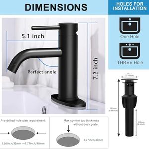 Bán buôn chậu nước nóng và lạnh tap vòi nước nhà bếp thép không gỉ Matte hình vuông màu đen lưu vực vòi nước cho phòng tắm - Product Image 5