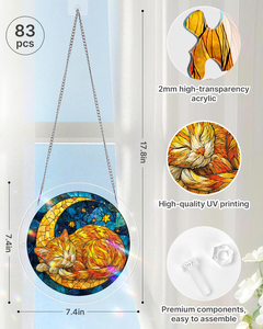 Atrapasueños de Gato con Diseño de Cielo Nocturno, Rompecabezas Acrílico, Vidrio Teñido, Diseño Personalizado ODM, Suministros de Decoración para Tiendas de Mascotas y Dormitorios - Product Image 2