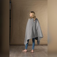 Couverture de voyage personnalisable en molleton tissé léger, style sweat à capuche, douce, surdimensionnée, en mélange de coton, pour toutes les saisons