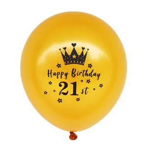 Новый 40-й день рождения корона Happy 16th 21st 30-й золотой черный латексные воздушные шары для вечеринки - Product Image 3