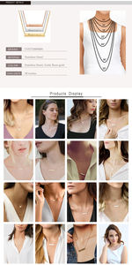 不锈钢银玫瑰金蓝色黑色18k镀金定制名称日期消息标志空白矩形牌匾条项链 - Product Image 2