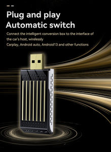 กล่อง AI สำหรับรถยนต์ Android 13 พร้อมตัวเครื่องโลหะ |   2G+16GB ดีไซน์ระบายความร้อน |   ดองเกิล USB สำหรับเชื่อมต่อ Wireless CarPlay - Product Image 2