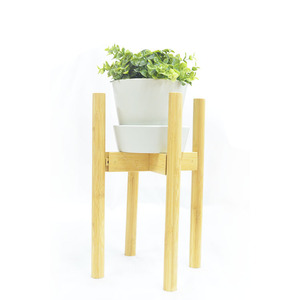 Soporte de flores de bambú de estilo europeo, simple, para balcones interiores, adecuado para suculentas y bonsáis, plegable y extensible. - Product Image 1