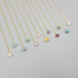 Pierre de naissance Griffe Irrégulière Pierre Naturelle Collier Douze Anniversaire Cristal Pendentif Collier En Acier Inoxydable - Product Image 5