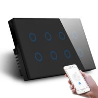Interrupteur mural intelligent Wi-Fi 8 voies avec panneau tactile en verre, contrôle via l'application Smart Life, compatible Alexa et Google Home, 147*86mm