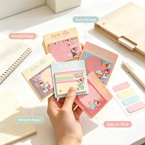 Petits blocs-notes adhésifs mignons à motifs de dessins animés, blocs-notes colorés pour l'école et le bureau - Product Image 4
