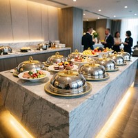 Eenlaagse ijzeren taartplateau, fruitplateau en gebakken schaal voor desserttafels op commerciële evenementen