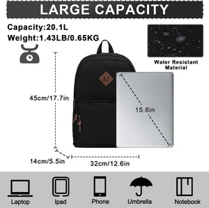 Zaino da Viaggio e Scuola Classico Personalizzato in Poliestere con Cerniera, Leggero, 23L - Product Image 4