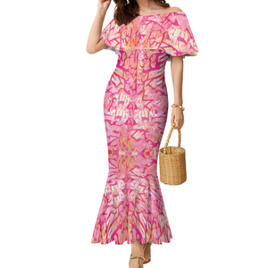 <span class=keywords><strong>Plus</strong></span> Size 8XL abito lungo a coda di pesce da donna Polynesian Elei Tribal Design Custom Lady Party Mermaid Dress <span class=keywords><strong>One</strong></span> Shoulder Maxi Dress - Product Image 4