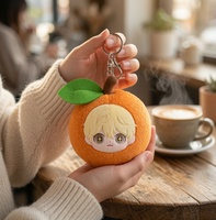 Kawaii Oranje Fruitjongen Pluche Hangertje Schattig Chibi Gezicht Zacht Pluizig Sleutelhanger Tas Charm Hangende Pop Aangepaste Gift