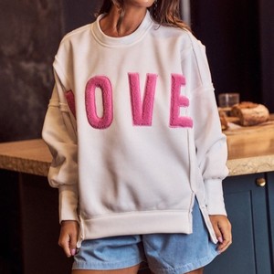 Custom Love Badge anteriore goffrato Winter letterk <span class=keywords><strong>felpa</strong></span> da donna girocollo eco-friendly in maglia oversize oversize - Product Image 6