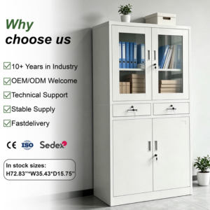 Armoire de classement en acier à 2 tiroirs, robuste, avec étagères réglables, pour bureau, école, hôpital - Vente en gros usine - Product Image 1