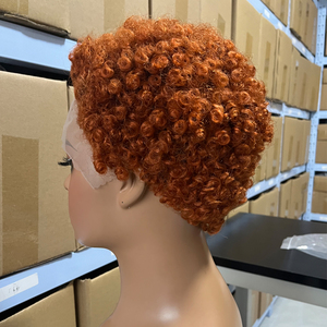 Perruque Courte Bouclée Kinky en <span class=keywords><strong>Cheveux</strong></span> Humains T-Part Dentelle 13x4x1, <span class=keywords><strong>Coupe</strong></span> Pixie Brésilienne pour Femmes Orange 350#, Perruques Bouclées en <span class=keywords><strong>Cheveux</strong></span> Naturels - Product Image 4