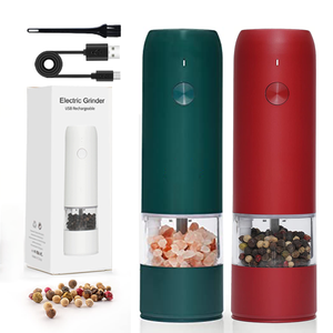 LED Light Adjustable Coarseness Automatic <b>Pepper</b> Mills USB Charging Spice Set - Product Image 1