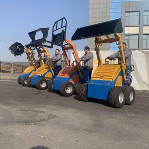 Front Construction 4 Wheel Front Loader Earth Moving With Front-end Accessories Mini Skid Steer Loader