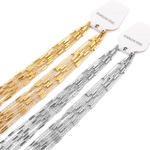 Stainless Steel Tassel Drop Earrings Gold Silver Geometric <b>Chain</b> Jewelry Fashion Earrings 0.4mm Wide <b>Cross</b> Design - Product Image 1