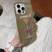 Coque de téléphone de luxe en strass scintillants pour iPhone 18 17 Pro Max, coque de téléphone pour femme entièrement ornée de diamants 16 15 14