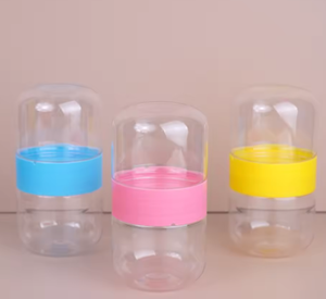 Pot en plastique PET transparent double face Design créatif pour les bonbons Bonbons Noix Haricots Aliments Fleur de thé Joint hermétique à mi-chemin - Product Image 4