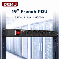 Barre d'alimentation PDU 1U 19 pouces avec interrupteur bipolaire, protection contre les surtensions, 6 prises françaises standard 16A 4000W pour salle serveur CE ROHS