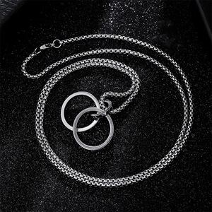 Çift halkalı paslanmaz çelik hip-hop kişiselleştirilmiş dairesel kolye kolye erkek kadın çiftin yılan zinciri kazak zinciri - Product Image 3