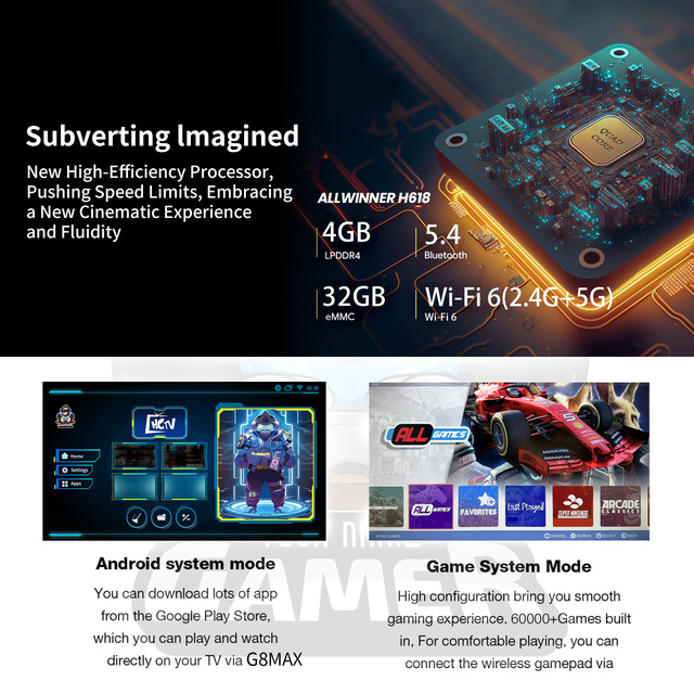 Amlogic G8max Android Gaming TV Box 8K Dual-band Wi-Fi 4G EU Version with Voice-Activated Remote Control