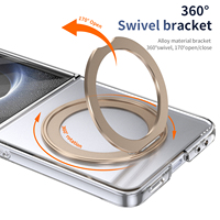 Kedatangan Baru 2025 Casing Ponsel Transparan Anti Benturan dengan Ring Holder dan Kickstand, Mendukung Pengisian Daya Nirkabel untuk Samsung Z Flip 8 7 6 5 4 3