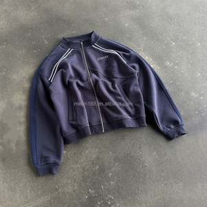 Clothing Manufacturers Custom 100% Cotton French Terry <b>Zip</b> <b>up</b> <b>Jackets</b> Manufacturer High Quality Cut and Sew Coat Cropped <b>Jacket</b> - Product Image 1
