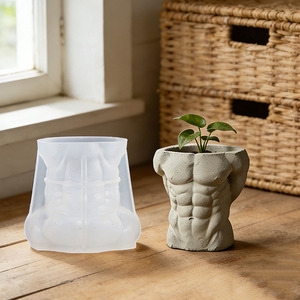 Moules en silicone YS pour bougies en forme de muscle abdominal, boîtes de rangement en plâtre, moules de moulage, fournitures de bricolage pour la fabrication de pots de fleurs en béton - Product Image 6