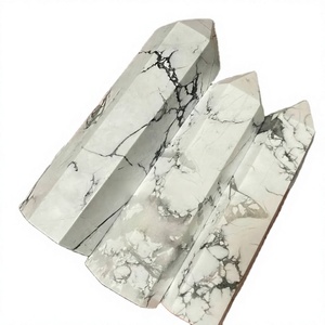 Torres de Cristal de Howlite Natural para Sanación, Torre de Piedra de Cristal Reiki Pulida para Sanación Energética, Artesanía Semipreciosa para el Hogar - Product Image 1