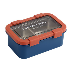 2 <b>Compartment</b> 304 Stainless Steel <b>Lunch</b> <b>Boxes</b> Leakproof PP AS Bento Box Transparent Lid Custom Logo For Office School Outdoor - Product Image 6