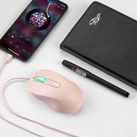 Mouse Ergonomis Berkabel Tipe-C dengan Lampu Latar LED Mini, Senyap, 3 Tombol, Roda Gulir untuk Laptop, Kantor, Tablet