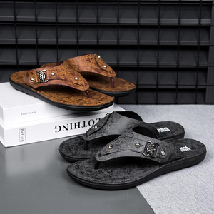 Tongs en cuir vintage pour hommes, <span class=keywords><strong>sandales</strong></span> décontractées antidérapantes pour un usage quotidien en été - Product Image 3
