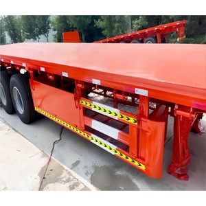 Semirremolque <span class=keywords><strong>de</strong></span> Plataforma Plana <span class=keywords><strong>de</strong></span> 3 Ejes para Trabajo Pesado, Autocargable, Remolque Portacontenedores <span class=keywords><strong>de</strong></span> Acero <span class=keywords><strong>de</strong></span> 40 pies, Transporte <span class=keywords><strong>de</strong></span> 50 Toneladas <span class=keywords><strong>de</strong></span> Carga Útil, Doble Línea - Product Image 2