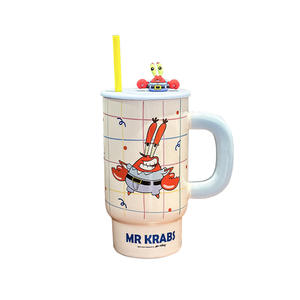 Taza de Agua de Cerámica con Pajita de <span class=keywords><strong>Bob</strong></span> <span class=keywords><strong>Esponja</strong></span>, con Tapa, Incluye Caja de Regalo para Parejas, para Regalos de Cumpleaños o Navidad - Product Image 5