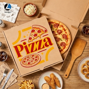 Boîte à pizza carrée portable haut de gamme, écologique et réutilisable en <span class=keywords><strong>carton</strong></span> ondulé de qualité alimentaire, emballage durable et recyclable avec gaufrage - Product Image 2