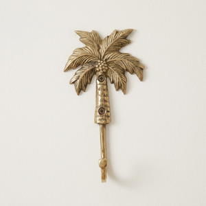 Porte-manteau mural en laiton motif palmier tropical, résistant à la rouille, pour portes, murs et cuisine - Product Image 1