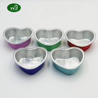 VVG Moule à tarte jetable rond en forme de coeur Mini conteneurs à gâteau Mini tasses à gâteau en papier d'aluminium